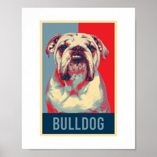 Engelse Bulldog Dog Portrait Pop Art Poster (Voorkant)