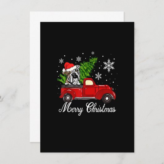 Engelse Bulldog Dog Riding Red Truck Dec Kaart (Voorkant / Achterkant)