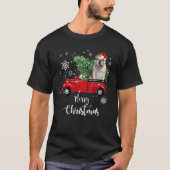 Engelse Bulldog Dog Riding Red Truck Dec T-shirt (Voorkant)