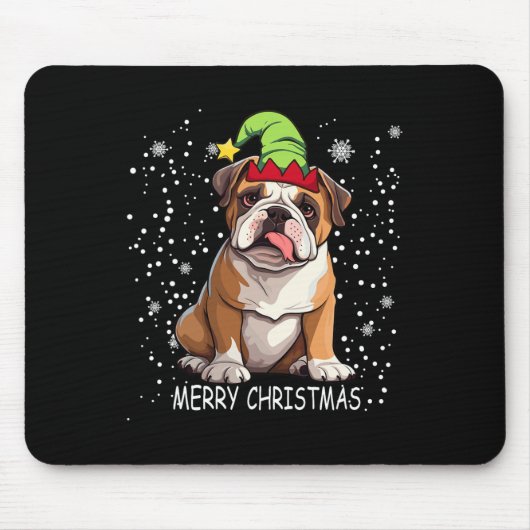 Engelse Bulldog Dog Tree Kersttrui Xmas Do Muismat (Voorkant)