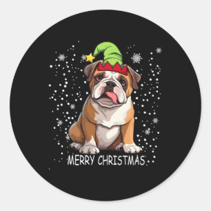 Engelse Bulldog Dog Tree Kersttrui Xmas Do Ronde Sticker