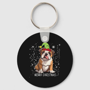 Engelse Bulldog Dog Tree Kersttrui Xmas Do Sleutelhanger
