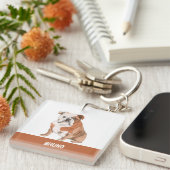 Engelse Bulldog-dog waterverven illustratie Sleutelhanger (Voorkant Rechts)