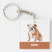 Engelse Bulldog-dog waterverven illustratie Sleutelhanger (Voorkant)