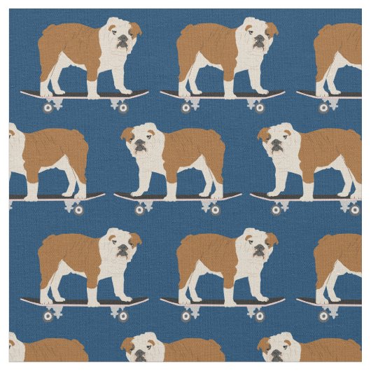 Engelse Bulldog dogs skateboards Stof (Close Up)