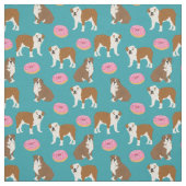 Engelse Bulldog donuts turquoise Stof (Swatch)