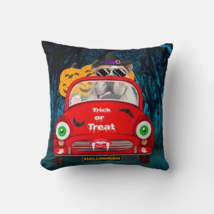 Engelse Bulldog Driving Car Scary Halloween Kussen