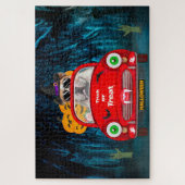 Engelse Bulldog Driving Car Scary Halloween Legpuzzel (Verticaal)