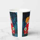 Engelse Bulldog Driving Car Scary Halloween Papieren Bekers (Links)