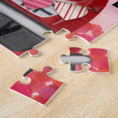 Engelse Bulldog Driving Car with Hearts Valentijn" Legpuzzel (Zijkant)