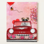 Engelse Bulldog Driving Car with Hearts Valentijn" Planner (Achterkant)