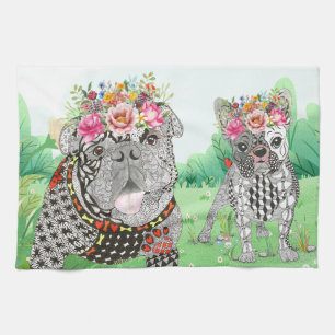 Engelse Bulldog en Franse Bulldog keukenhanddoek