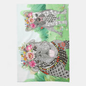 Engelse Bulldog en Franse Bulldog keukenhanddoek (Verticaal)