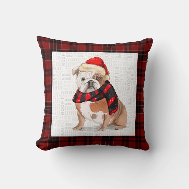 Engelse Bulldog en Pset Lovers Kerstmis drie Kussen (Voorkant)