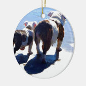 Engelse Bulldog en Puppy Keramisch Ornament (Links)