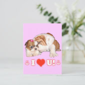Engelse Bulldog en Shih Tzu Ik hou van jullie kaar Briefkaart (Staand voorkant)