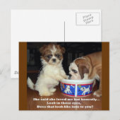 Engelse Bulldog en Shih Tzu Puppy Briefkaart (Voorkant / Achterkant)