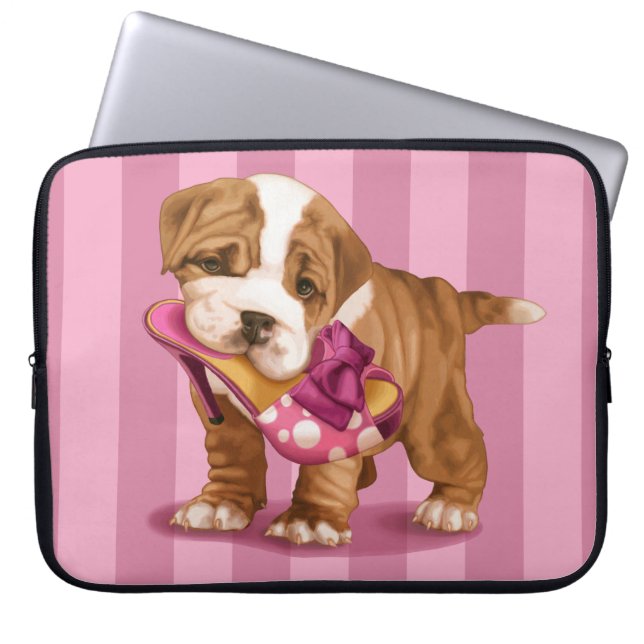 Engelse bulldog en shoe laptop sleeve (Voorkant)