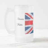 Engelse Bulldog en Union Jack op bevroren stein Matglas Bierpul (Links)