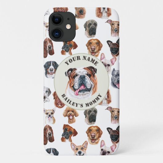 Engelse bulldog en vrienden gepersonaliseerd Hoesj Case-Mate iPhone Case (Achterkant)