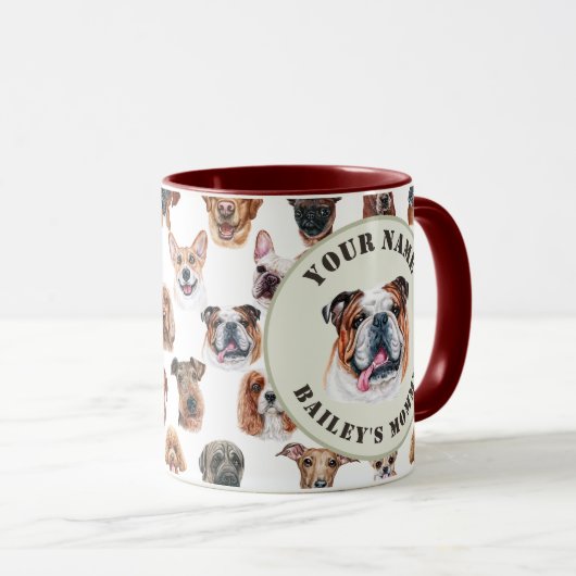 Engelse bulldog en vrienden gepersonaliseerd mug mok (Voorkant rechts)