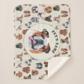 Engelse bulldog en vrienden gepersonaliseerde huis sherpa deken (Voorkant)