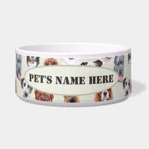 Engelse bulldog en vrienden gepersonaliseerde pet voerbakje