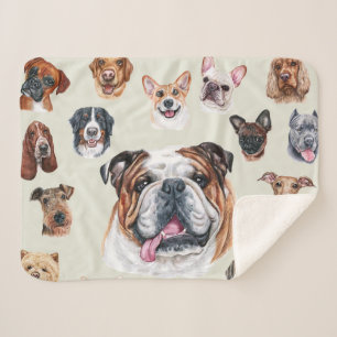 Engelse bulldog en vrienden pet sherpa blanket deken