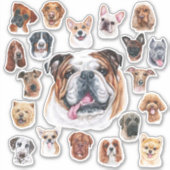 Engelse bulldog en vrienden sticker (Voorkant)