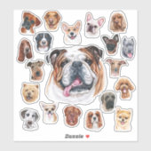 Engelse bulldog en vrienden sticker (Vel)