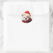 Engelse Bulldog en Woof Word Art Kerstmis Ronde Sticker (Tas)