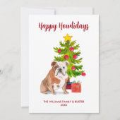 Engelse Bulldog Familie Kerstmis Feestdagenkaart (Voorkant)