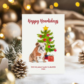 Engelse Bulldog Familie Kerstmis Feestdagenkaart