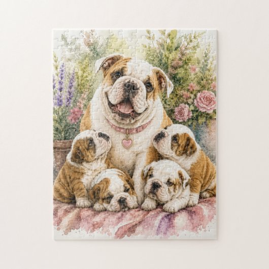 ENGELSE BULLDOG FAMILIE LEGPUZZEL (Verticaal)
