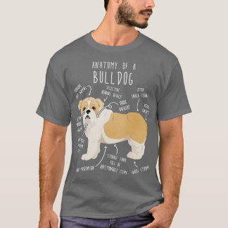 Engelse Bulldog Fawn en White Dog Anatomy T-shirt