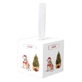 Engelse Bulldog Funny kersthond met boom Decoratie