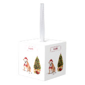 Engelse Bulldog Funny kersthond met boom Decoratie (Achter hoekig)