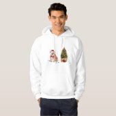 Engelse Bulldog Funny kersthond met boom Hoodie (Voorkant volledig)