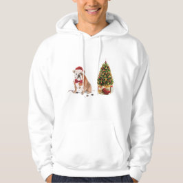 Engelse Bulldog Funny kersthond met boom Hoodie