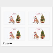 Engelse Bulldog Funny kersthond met boom Rechthoekige Sticker (Vel)