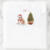 Engelse Bulldog Funny kersthond met boom Rechthoekige Sticker (Tas)