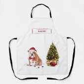 Engelse Bulldog Funny kersthond met boom Schort (Voorkant)