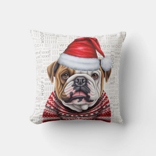 Engelse Bulldog Funny Waterverf Kerst Kussen