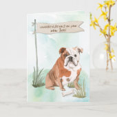 Engelse Bulldog Gefeliciteerd met nieuwe hond Kaart (Gele Bloem)