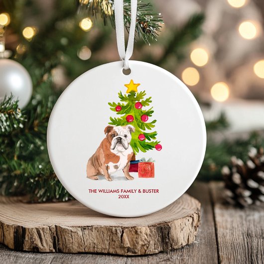 Engelse Bulldog gepersonaliseerde kerst Keramisch Ornament