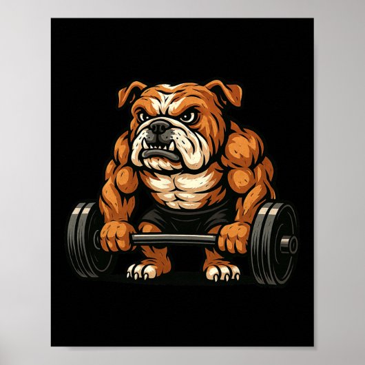 Engelse Bulldog gewichtheffen bodybuilder workout Poster (Voorkant)