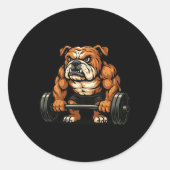 Engelse Bulldog gewichtheffen bodybuilder workout Ronde Sticker (Voorkant)