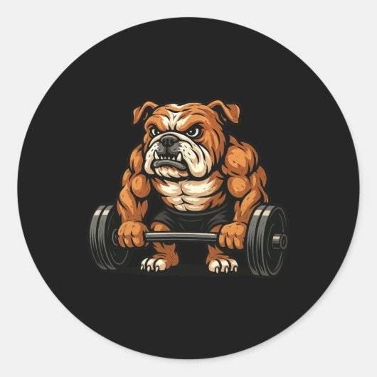 Engelse Bulldog gewichtheffen bodybuilder workout Ronde Sticker (Voorkant)