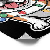 Engelse Bulldog gewikkeld in kerstverlichting Poster (Hoek)