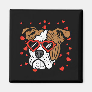 Engelse Bulldog Gezicht Hart Glas Valentijnsdag Ho Magneet